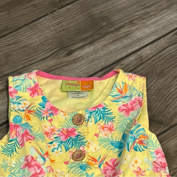 Floral Yellow Kids Dress 4T - Picture 2 of 2